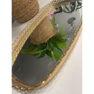 Vintage Metal Scroll Border on Mirror Dresser Tray